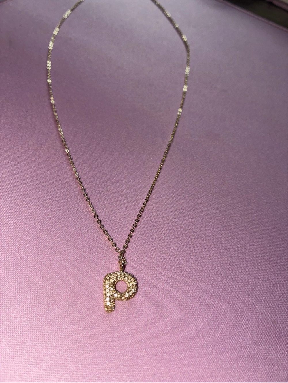 Electric Picks Gold Tone Pavé Crystal Initial “P” Necklace Letter Pendant